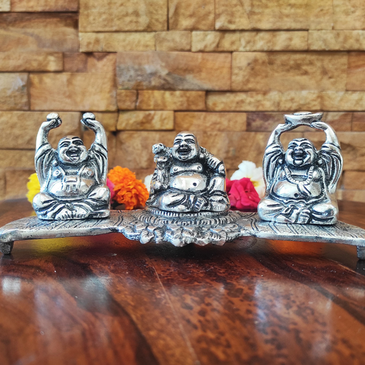 Bhumatha Oxidized Laughing Buddha Statue for Prosperity, Money, Wealth, Fengshui Vastu and Good Luck (Size: 17 cm Length x 7 cm Height x 7 cm Width)