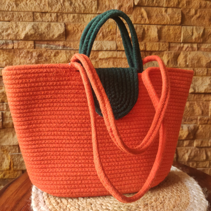 Bhumatha Handmade jute cotton rope women's handbag| Beach Bags for Women | Boho Bag | Handbag |