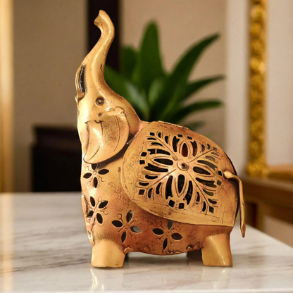 Bhumatha Elephant Showpiece Statue Iron Tea Light Candle Holder (Set of 1)