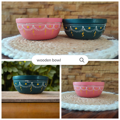 Bhumatha Mango Wood Classic Elegant Hand Made Wooden Bowl  (Multi Color) - Set of 2