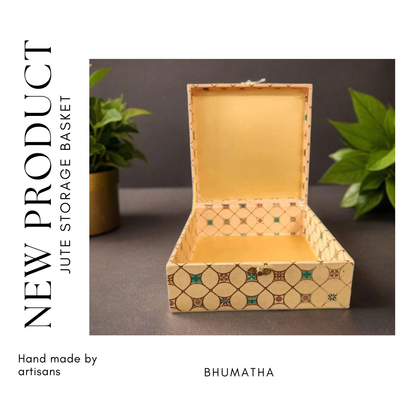 Bhumatha Multi Purpose Premium Decorative Designer MDF Gifting Cash Box, Shagun and Jewellery Box for Weddings, Storage Box, Wedding Jewellery Box, Medicine Box, Décor Keepsake, Gold Color