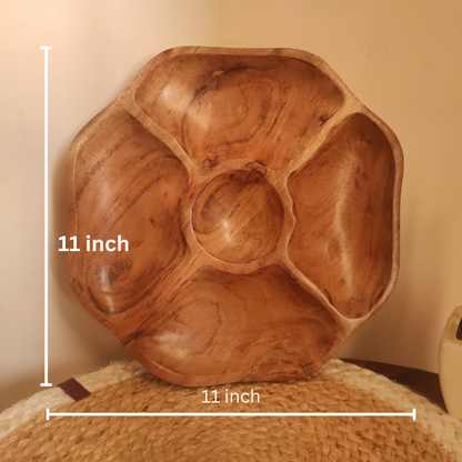 Bhumatha Round Acacia Wood Snack Serving Platter cum Tray 10x10cm