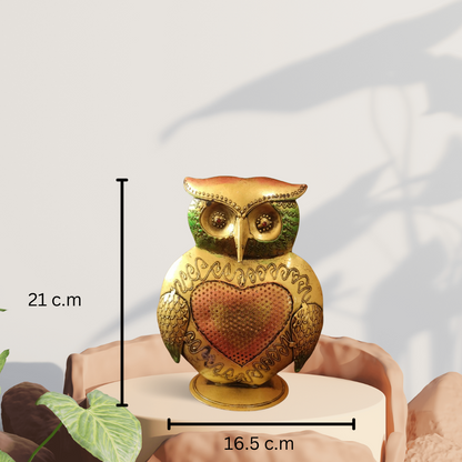 Bhumatha owl Showpiece Statue Iron Tea Light Candle Holder Decorative Showpiece Home Decor Items for Living Room, House Warming Gifts for New Home(Set of 1)