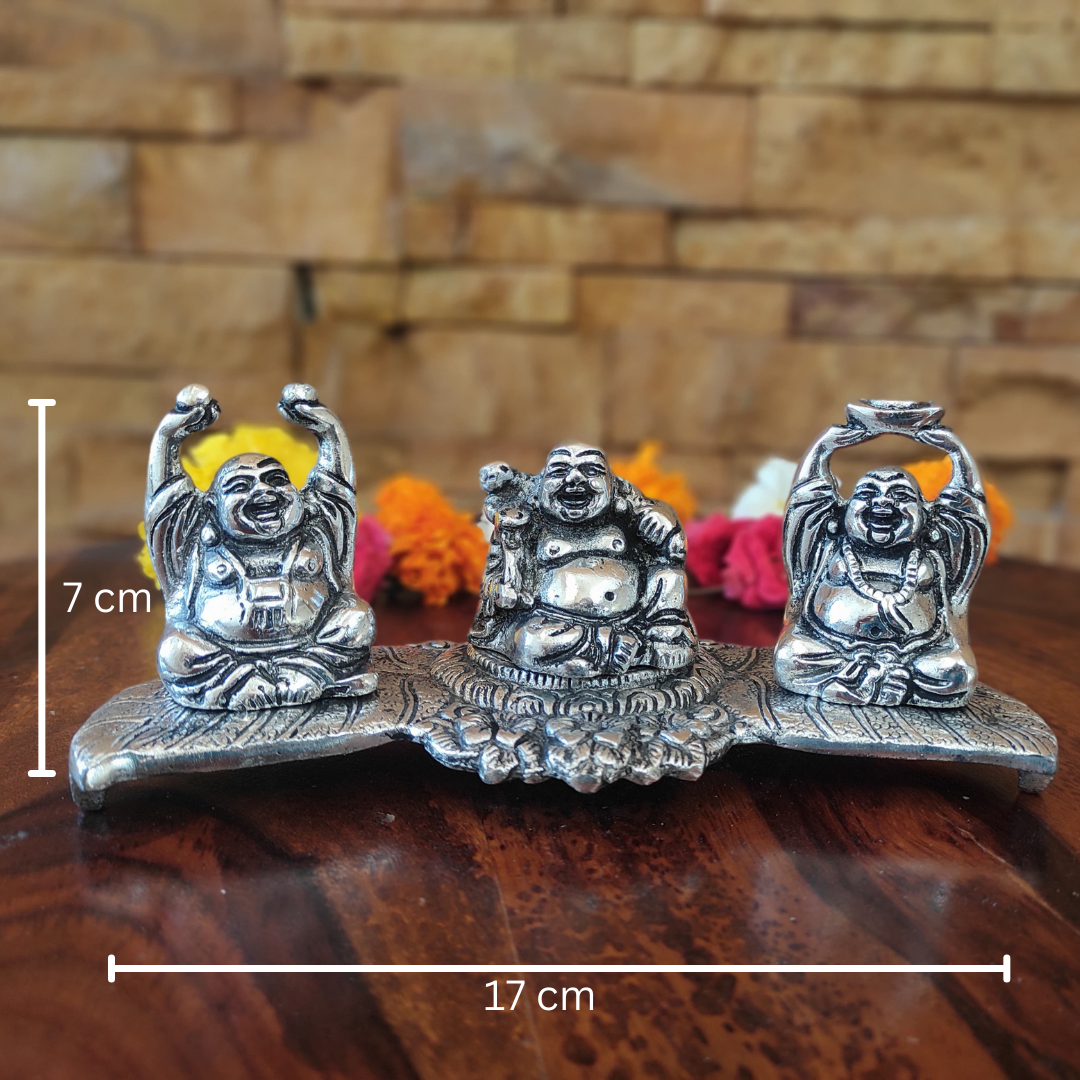 Bhumatha Oxidized Laughing Buddha Statue for Prosperity, Money, Wealth, Fengshui Vastu and Good Luck (Size: 17 cm Length x 7 cm Height x 7 cm Width)