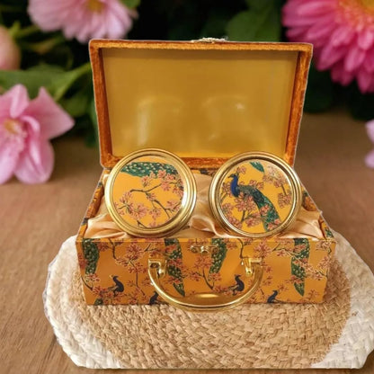 Bhumatha luxury Velvet Decorative Peacock Designed 2 empty Jar Dry Fruit Box | Diwali | Wedding| Christmas | Chocolate Boxes | Cookies Jars | Dry fruits Gifting Pack of 1 Box with 2 Jars Inside