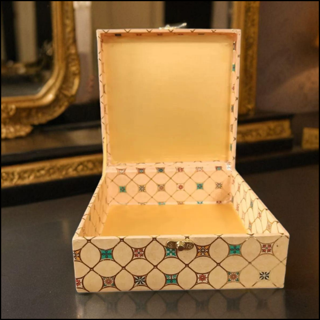 Bhumatha Multi Purpose Premium Decorative Designer MDF Gifting Cash Box, Shagun and Jewellery Box for Weddings, Storage Box, Wedding Jewellery Box, Medicine Box, Décor Keepsake, Gold Color