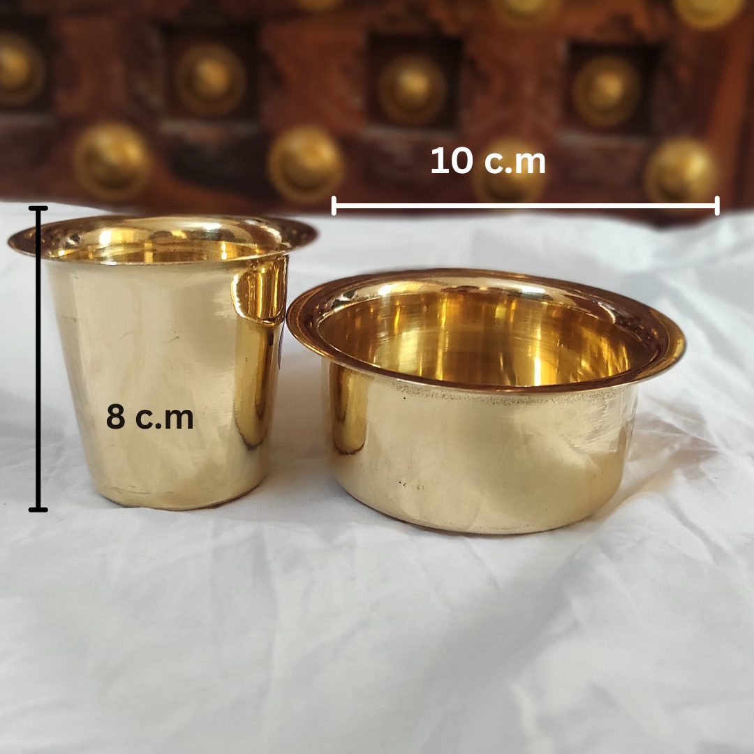 Bhumatha Traditional Pure Brass Coffee filter Dabara Set (best and premium, Height: 3cm , Width: 10cm , Weight: 160 Gram)