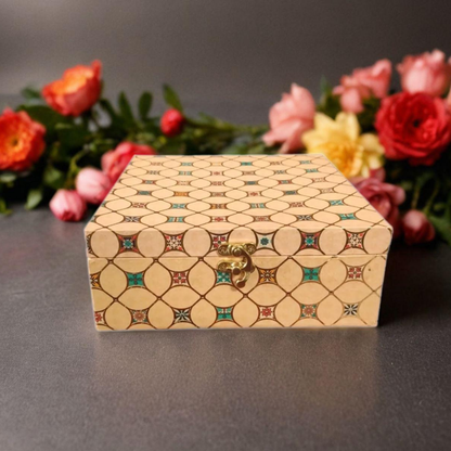 Bhumatha Multi Purpose Premium Decorative Designer MDF Gifting Cash Box, Shagun and Jewellery Box for Weddings, Storage Box, Wedding Jewellery Box, Medicine Box, Décor Keepsake, Gold Color