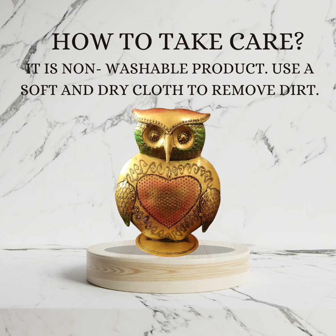 Bhumatha owl Showpiece Statue Iron Tea Light Candle Holder Decorative Showpiece Home Decor Items for Living Room, House Warming Gifts for New Home(Set of 1)